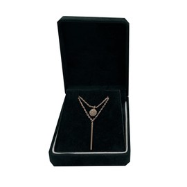 IzuBizu London 925 Sterling Silver Rose Gold Double Necklace Simple Geometric Round & Rectangle Birthday Anniversary Mother's Day Pendant, 45cm