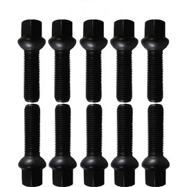 10 Wheel Bolts Wheel Bolts Black Ball Collar R13 M14 x 1.5 38 mm