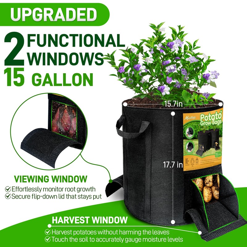 8 Pcs 15 Gallon Potato Grow Bags with Harvest &