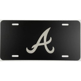 BLVD NEW Atlanta Braves A logo #2 Laser Engraved License Plate Car Tag Flat Black