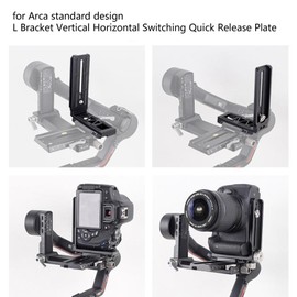 DSLR Camera L Bracket Vertical Horizontal Toggle Tripod Quick Release Plate for Ronin RS3 RSC2 Stabilizer, Aluminum Alloy L Shape Plate with 1/4" Screw for Arca