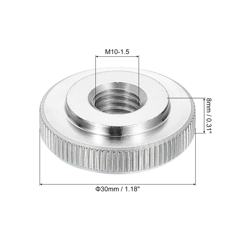 sourcing map 8Pcs M10 Knurled Thumb Nuts, 304 Stainless Steel