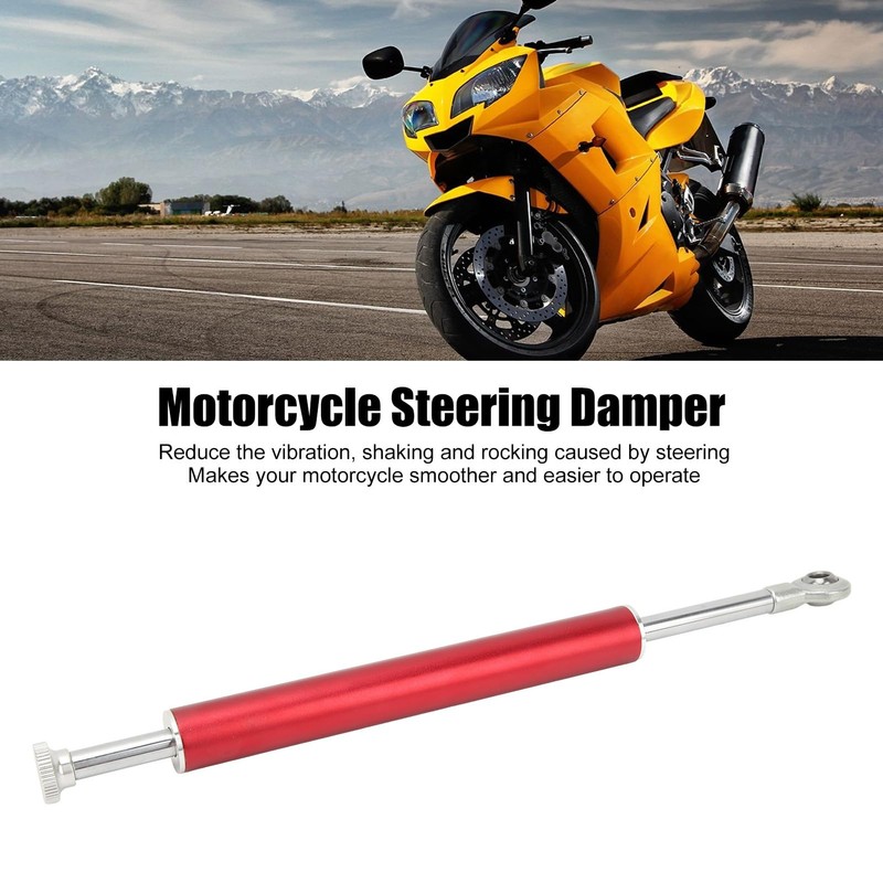 Motorcycle Steering Damper, 13in Universal Aluminum Motorcycle Steering Damper Stabilizer,