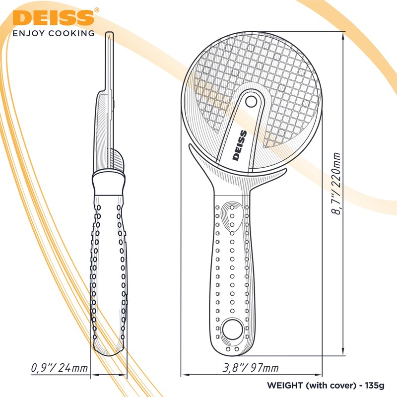 Deiss Pro Heavy Duty Pizza Cutter with Wheel Slicer -