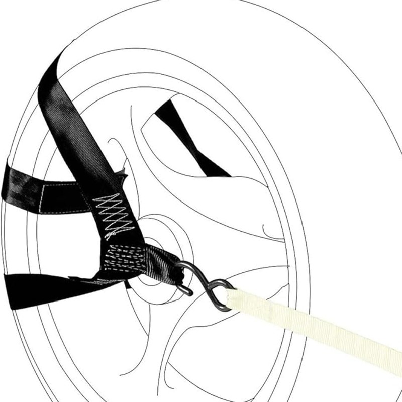Universal Motorcycle Rear Wheel Tie-Down Strap in Black, Transportation Bundle