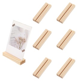 Wanmu 12 Pcs Wood Place Card Holders, Wood Photo Picture Card Holders, Wooden Table Number Stands, Wooden Menu Holder for Wedding Party Restaurant (Natural Pine, 4.13 x 1.17 x 0.59 Inches)