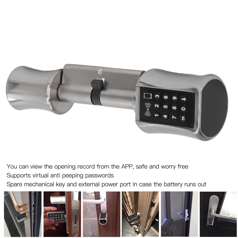 Keyless Electric Lock Stainless Steel Brass Low Consumption Smart Cylinder