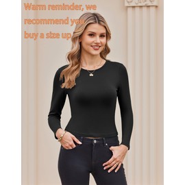 Zeagoo T Shirts for Women Black Long Sleeve Scoop Neck Crop Top Cute Trendy Summer Fall Tee Clothing