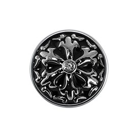 Quiges Women's Mini Click Button 12 mm Black Variety with Crystal Zirconia, enamel, Crystal