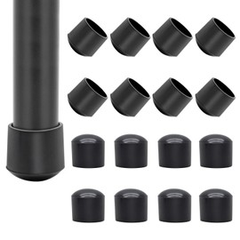 Amgiimor 48Pcs 5/8 Inch Black Table Chair Leg Tips Caps Anti-Slip Round Furniture Feet Pads PVC Rubber Covers Tile Floor Protectors