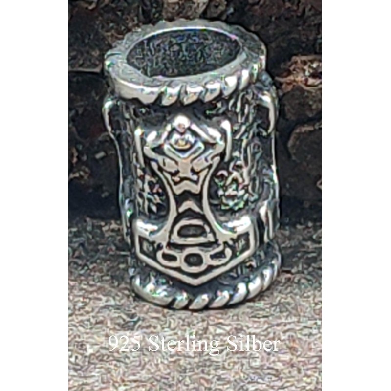 Thor's Hammer Beard Bead 925 Silver 5 mm, Enamel, No