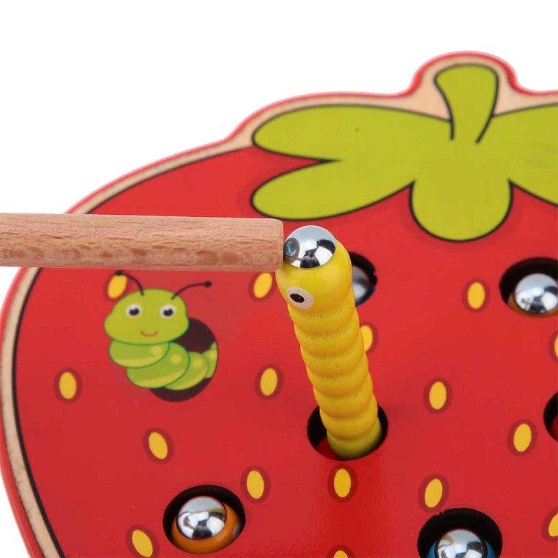 Capture Worm Magnetic Wooden Toy Kid Educational Intelligence Development Toys