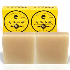 Plus for Planning Hand Made Horse Oil Soap (Honey), 3.2 oz (90 g) x 2 Pieces, 100% Horse Oil Formulated in 45% of Soap, Cold Process Formulation, Dry Skin, Sensitive Skin, Additive-Free Soap, Made in