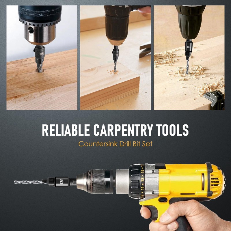 6 PCS Countersink Drill Bit Set, 5 PCS Quick Change