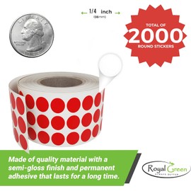 Royal Green Blue Colored Dot Stickers 8mm Color Coding Labels on a Roll (0.8 cm) 2000 Pack