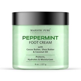 MAJESTIC PURE Crema Para Pies Con Menta, Crema Calentadora - Callos, Pies, Manos, Tacones, Codos, Uñas Y Rodillas - Suaviza E Hidrata La Piel - 8 Oz