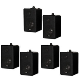 Acoustic Audio 251B Indoor Outdoor 3 Way Speakers 1200 Watt Black 3 Pair Pack 251B-3Pr