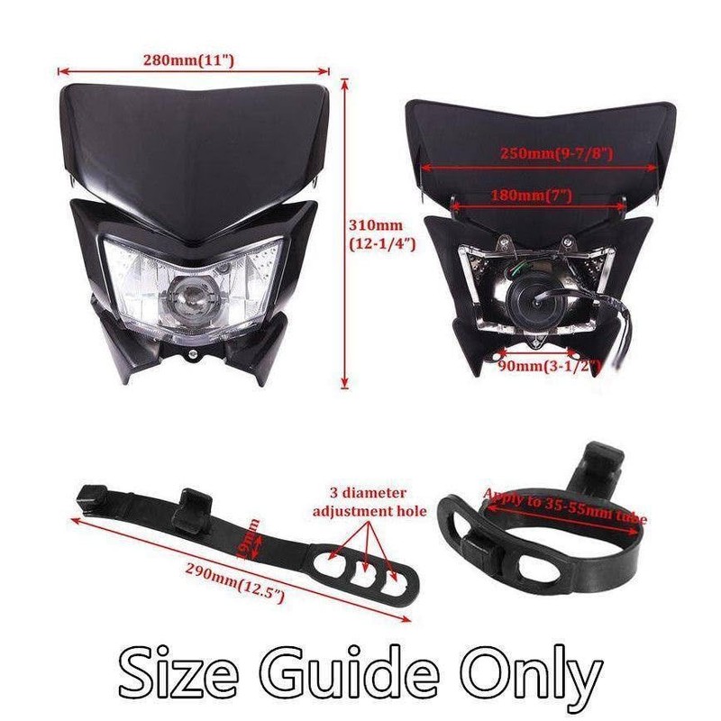 TDR 12V 35W Black Rec Reg Headlight for YZ450, WR450,