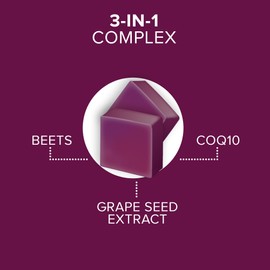 Qunol Qunol Beets Chews for Blood Pressure Support, 3 in 1 Beets + CoQ10 + Grape Seed Extract, Supports Healthy Blood Circulation & Heart Healthy Energy, 90 Chews