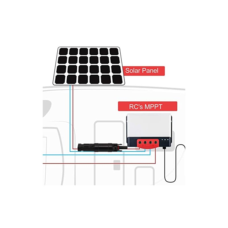 2 conectores solares, 20A IP67 resistente al agua MC4 portafusibles