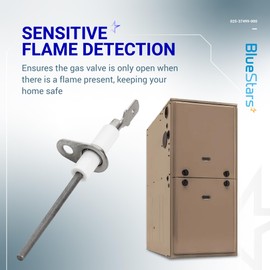 BlueStars 025-37499-000 Gas Furnace Flame Sensor Compatible with York Luxaire Coleman Gas Furnace Replacement Part for 1-025-37499-000, 025-37499-000 and Others