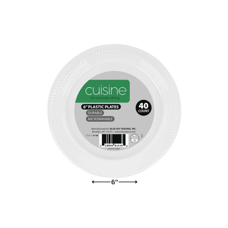 Exquisite Clear Cuisine Plastic Plates - 6" (Pack of 40)