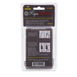 Rope Ratchet 10000 Light Hanger - 1/8" Ratchet with Carabineer Clips 6' rope 2 Pack