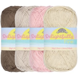 JubileeYarn Delightfully Fine Yarn - 50g/Skein Lace Bamboo - Shades of Neutral - 4 Skeins