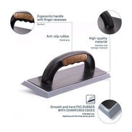 NEYNOR® Epoxi Grout Board - Rubber Smoothing Trowel - Grout Board Rubber - for Tilers - Ergonomic Handle - Made in EU - 230 x 80 mm