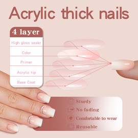 Leuhiove 24 Pcs ​Press on Nail Square Short Light Pink Bling Diamond Fake Nails Nude Gradation，Glitter Rhinestones Gems False Nails Glue on for Women and Girl Kids