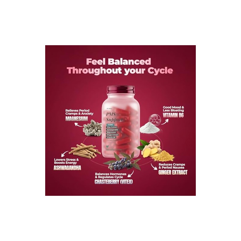 PMS Support | Vitex Chasteberry + Ashwagandha + Magnesium +