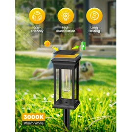 VIIIVA Solar Lights for Outdoor Garden Standing, Pack of 4 Solar Lights Garden with Tungsten Light, Warm White, 800 mAh, IP65 Waterproof, Auto On/Off Solar Garden Lighting, for Garden, Patio, Path,
