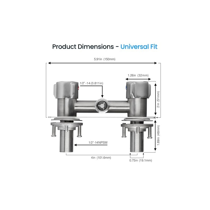 Renator All Metal RV Shower Faucet, Camper Shower Faucet Valve,