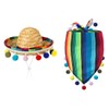 AIMALL Mexican Style Pet Bandana and Straw Hat Set, Colourful
