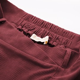 Belle Poque Women's CordRock Basic Casual High Waist A-line Swing Party Skirt with Belt, Wine #828