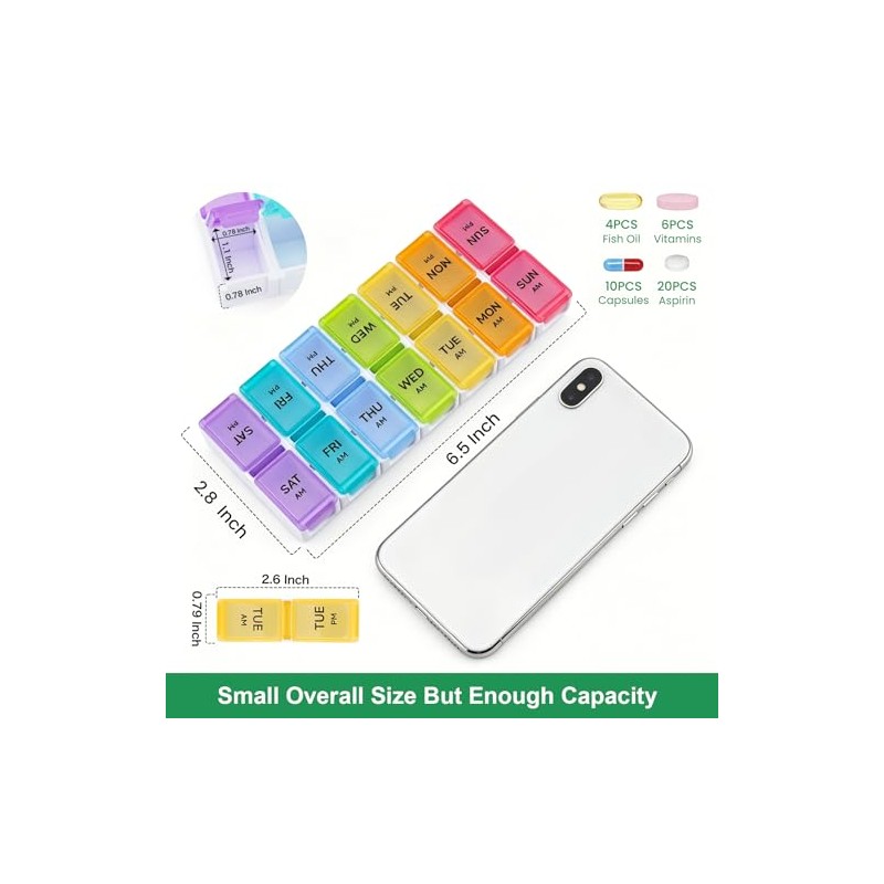DailyRest Pill Organizer 2 Times a Day, Pill Box 7