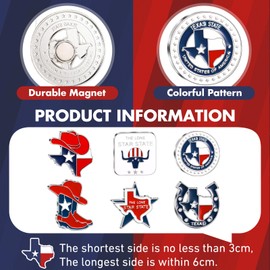 Konohan 6 Pcs Metal Texas Magnet Bulk for Refrigerator Texas Magnet Gifts and Souvenirs Magnetic Texas Travel Decorative Magnet Collectible Souvenirs for Adults Craft (Classic Style)