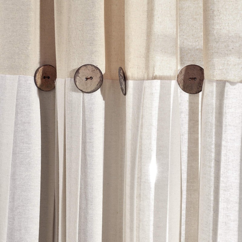 Lush Decor Linen Button Window Curtain Panel, Single, 40" W