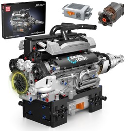 Mould King 10205 Technik V12 Motor Kit Luxury Sports Car Engine Building Blocks Toy Clamping Blocks Row Petrol Engine MOC Gifts for Adults and 14+ Children (733 Pieces)