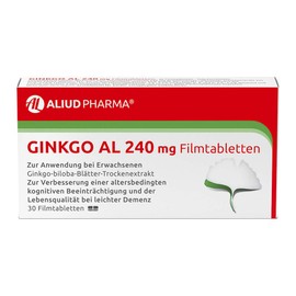 ALIUD PHARMA Ginkgo AL 240 mg, 30 Film-Coated Tablets: Ginkgo Biloba Leaf Dry Extract, for Mild Dementia