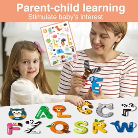 Large Size Magnetic Letters, Cute Animal Alphabet ABC Magnets for Fridge Colorful Uppercase Animals Toys Set Educational Spelling Learning Games for Kids, Toddlers 3 4 5 Years Old