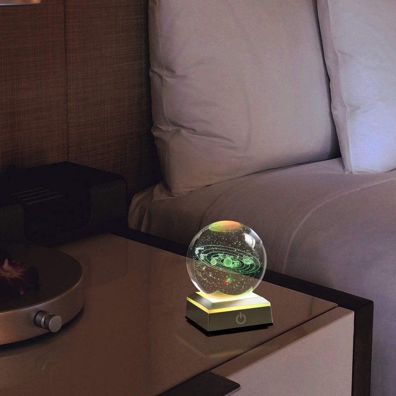 None 3.15 inch Solar System Crystal Ball 3D Planets Sun