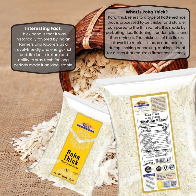 Rani Poha (Powa) Thick Medium-Cut (Flattened Rice) 14oz (400g) ~