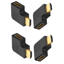 HDMI Converter Adapter, L Type Converter Adapter Extension HDMI Male to HDMI Female for Narrow Places (2 Turns Left + 2 Turn Right) High Speed Port 4 Pack
