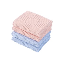 Kosugizen Face Towels, Hotel Type, 13.4 x 31.5 inches (34 x 80 cm), Soft Pink + Sax, 2 Colors, Set of 4