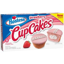 Hostess 🟢 New Hostess Frosted Strawberry Vanilla Filling Creme Cupcakes 8-Count 12.7oz