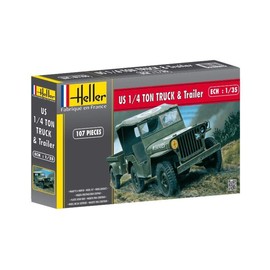 Heller 81105 Modellbausatz Jeep Willis & Trailer