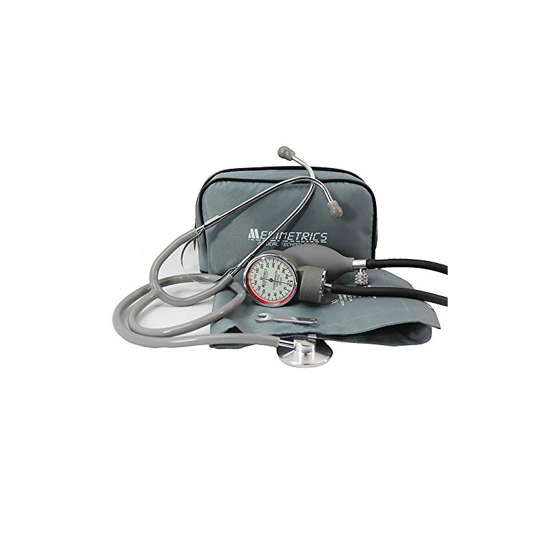 MEDIMETRICS | Kit Baumanómetro Aneroide + Con Estetoscopio Simplex (GRIS)