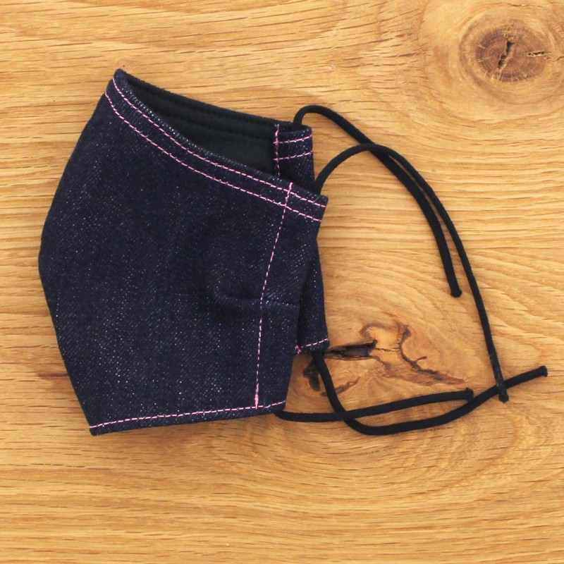 Japan Blue Denim Mask, Made in Japan, Peach Stitching, Approx.