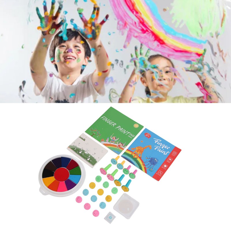 Finger Paint Kit Multi Colors Washable Funny DIY Crafts Finger